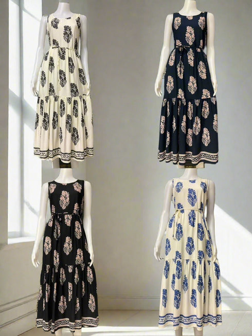 Summer Casual Printed Sleeveless Maxi Dress